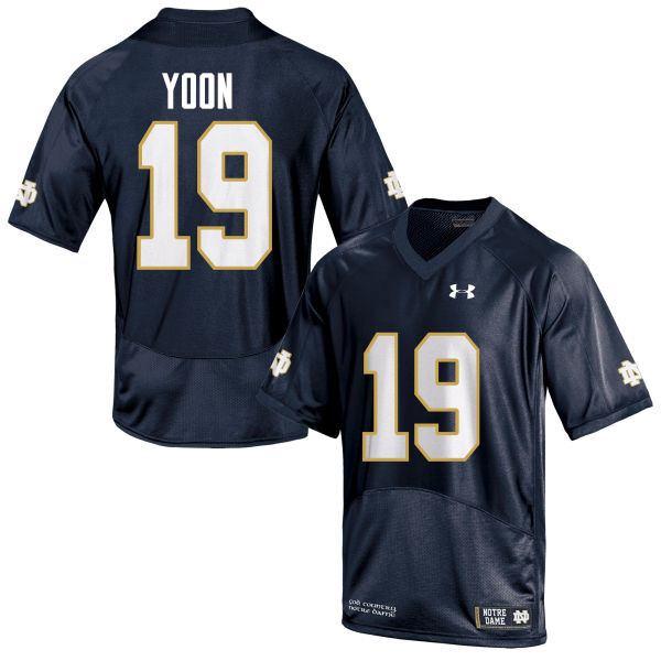 Men #19 Justin Yoon Notre Dame Fighting Irish College Football Jerseys-Navy Blue